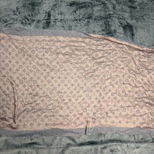 Louis Vuitton Paris Monogram Cashmere Silk Scarf Shawl Pink Grey