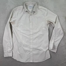 Mizzen + Main Leeward Mens Large Dress Shirt Trim Fit Button Down Off-White EUC