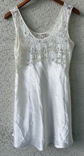 Vintage Victoria s Secret Ivory Satin Floral Lace Slip Dress Bridal Coquette S