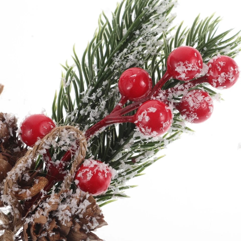  6 Pezzi Anello Tovagliolo Ringraziamento Rami di Pino Artificiali Fiocco Anelli - Immagine 3 di 4