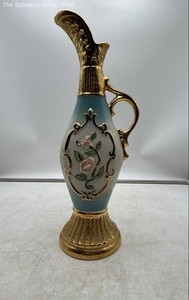 Jim Beam Blue Gold Decorative Royal Rose Handcrafted Regal China Decanter
