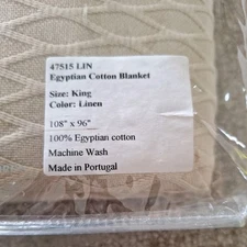 Frontgate 100% Egyptian Cotton King Coverlet Blanket Linen Beige Color ~NEW