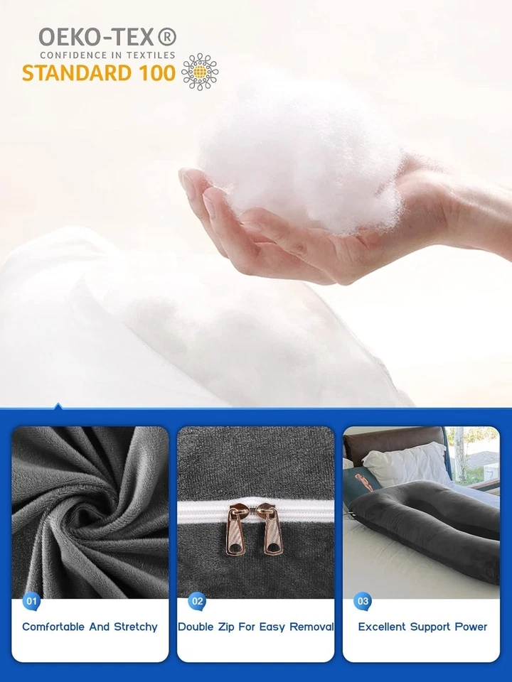 XXL U-Form Stillkissen | Seiden-Baumwolle | Anpassbar - Bild 2 von 4