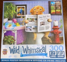 Master Pieces 300 Piece Puzzle Wild Whimsical collection The Library" Dog