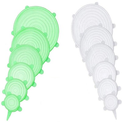 12 Tapas De Silicona Ajustables Para Todo Elasticas Alimentos Frutas Comida Set