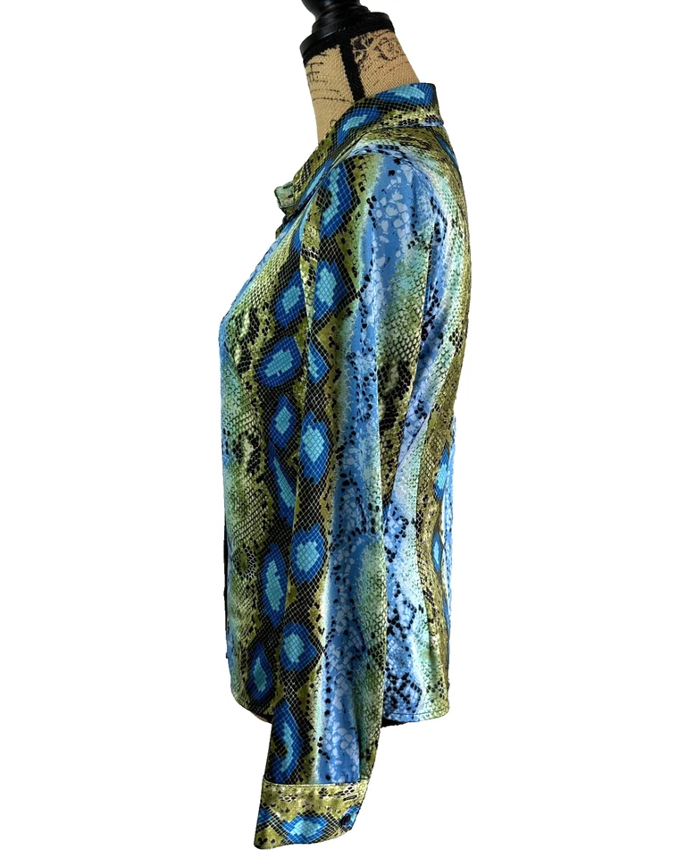 Etcetera Women's Snakeskin Print Long Sleeve Button Up Shirt Blouse Top Sz 6 - Image 3 of 4