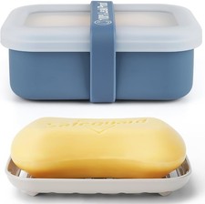 Compact Leakproof Travel Soap Case with Lid Silicone Strap - Portable Draining