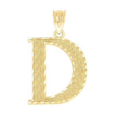 10kt Gelbgold Unisex Diamantschliff Anfangsbuchstabe D Charm Anhänger