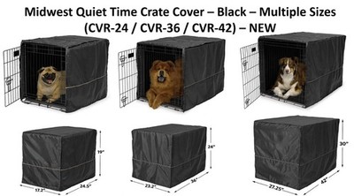 Midwest Quiet Time Crate Cover  Black, Multi Sizes: CVR-24 /CVR-36 /CVR-42- NEW