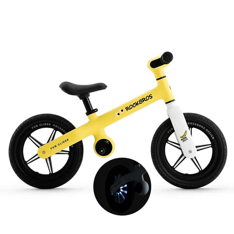 ROCKBROS Balance Bike 2-6 Year Old Kids12" Training Adjust Handlebar&Seat Yellow