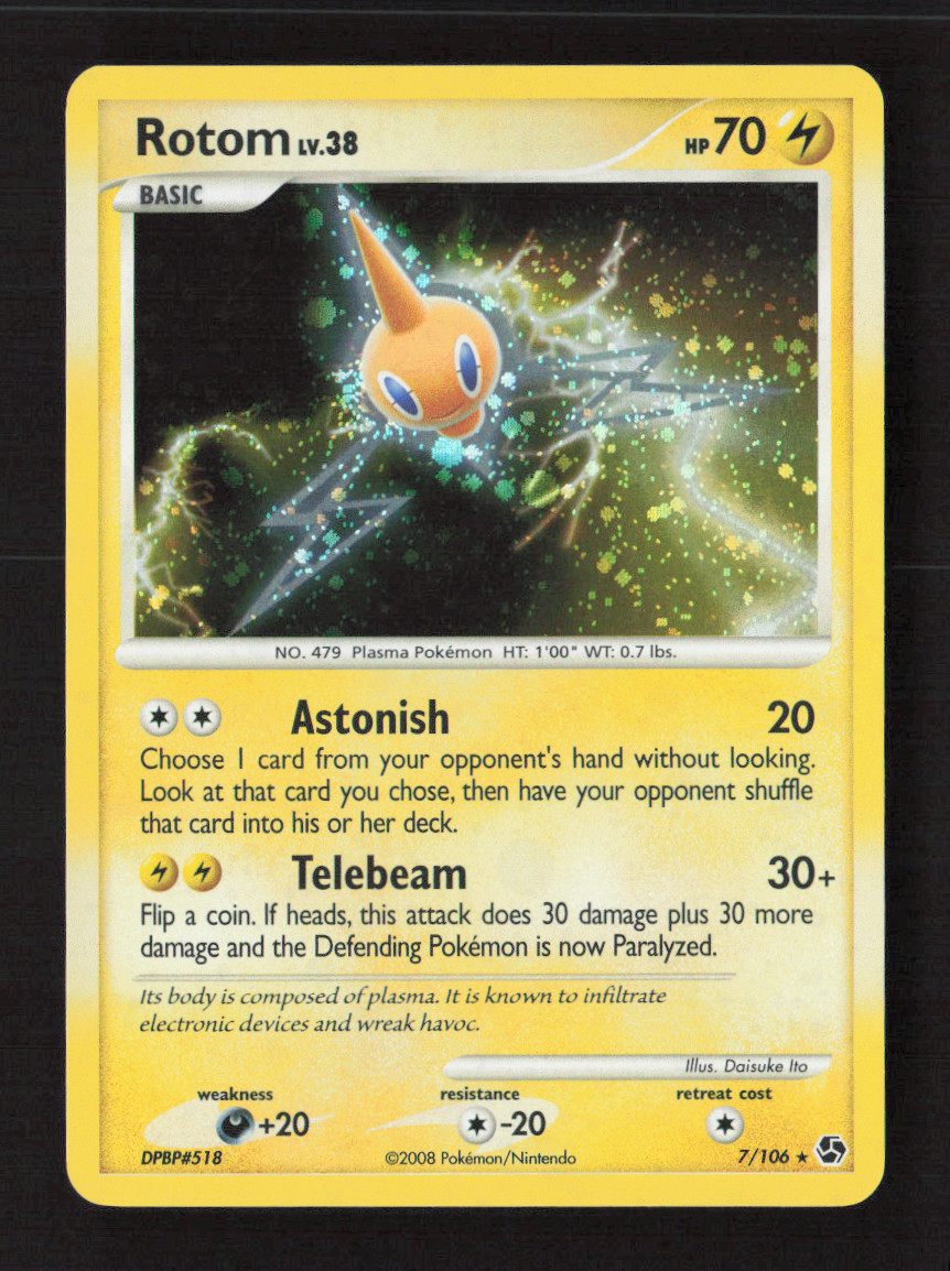 Rotom Holo Rare Holo Great Encounters 7/106 LP Pokémon TCG