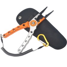 7.9" Aluminium Fishing Pliers Hook Remover Line Cutter Fish Grip Gold & Silver