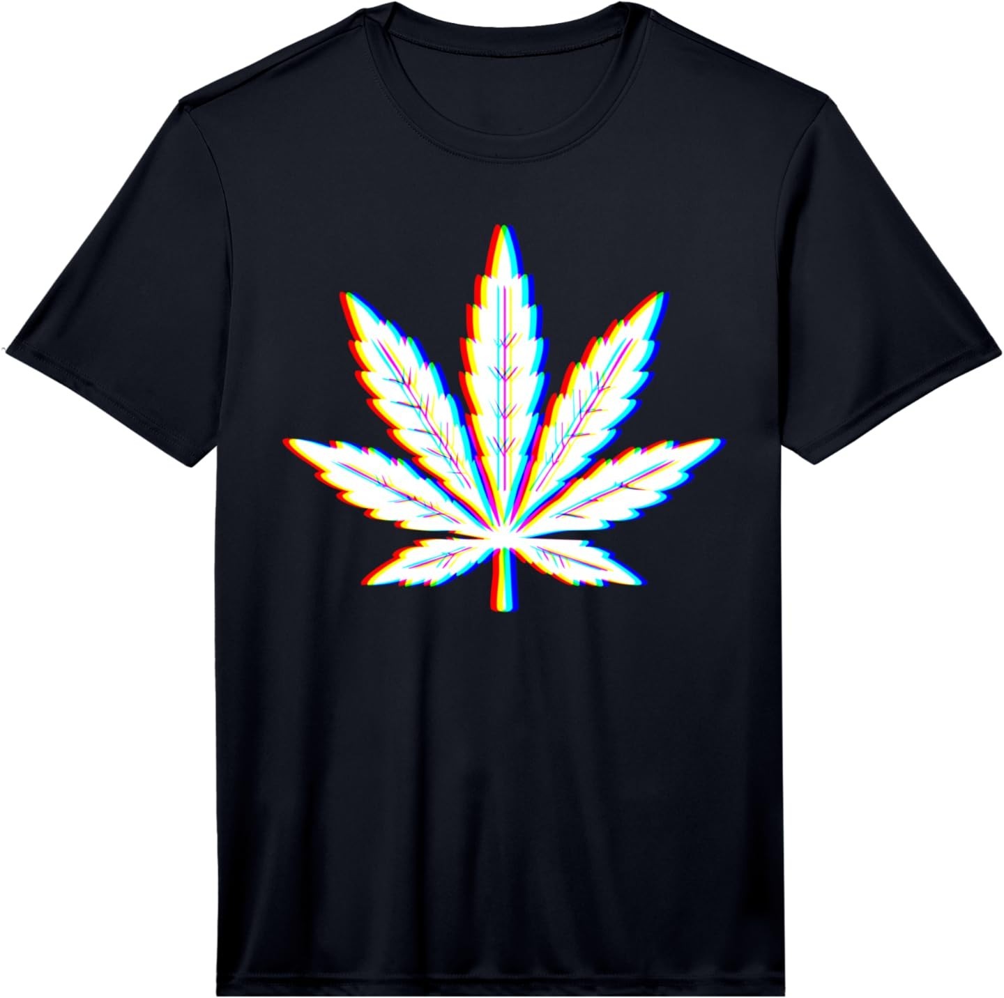 Mens Weed Leaf Trippy RGB Marijuana Psychedelic Vaporware EDM Performance T-Shir