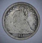 1838 P Seated Liberty Silver Dime - Philadelphia Mint, Large Stars - No Reserve