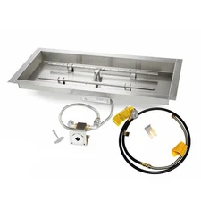 HPC Fire Match Light Gas Fire Pit Kit, 30x12in. Pan 24x6in. Burner, LP Gas Small