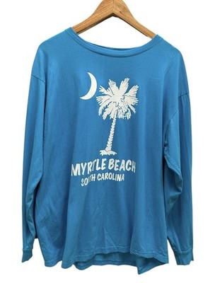 BB Tropics Myrtle Beach SC Shirt XL Aqua Blue Long Sleeve Palmetto Moon Tee
