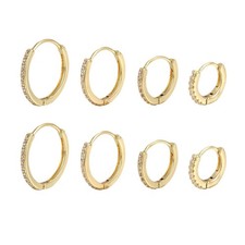 8pcs Alloy Hinged Hoop Huggie Ear Earrings for Women Girl Set Gift