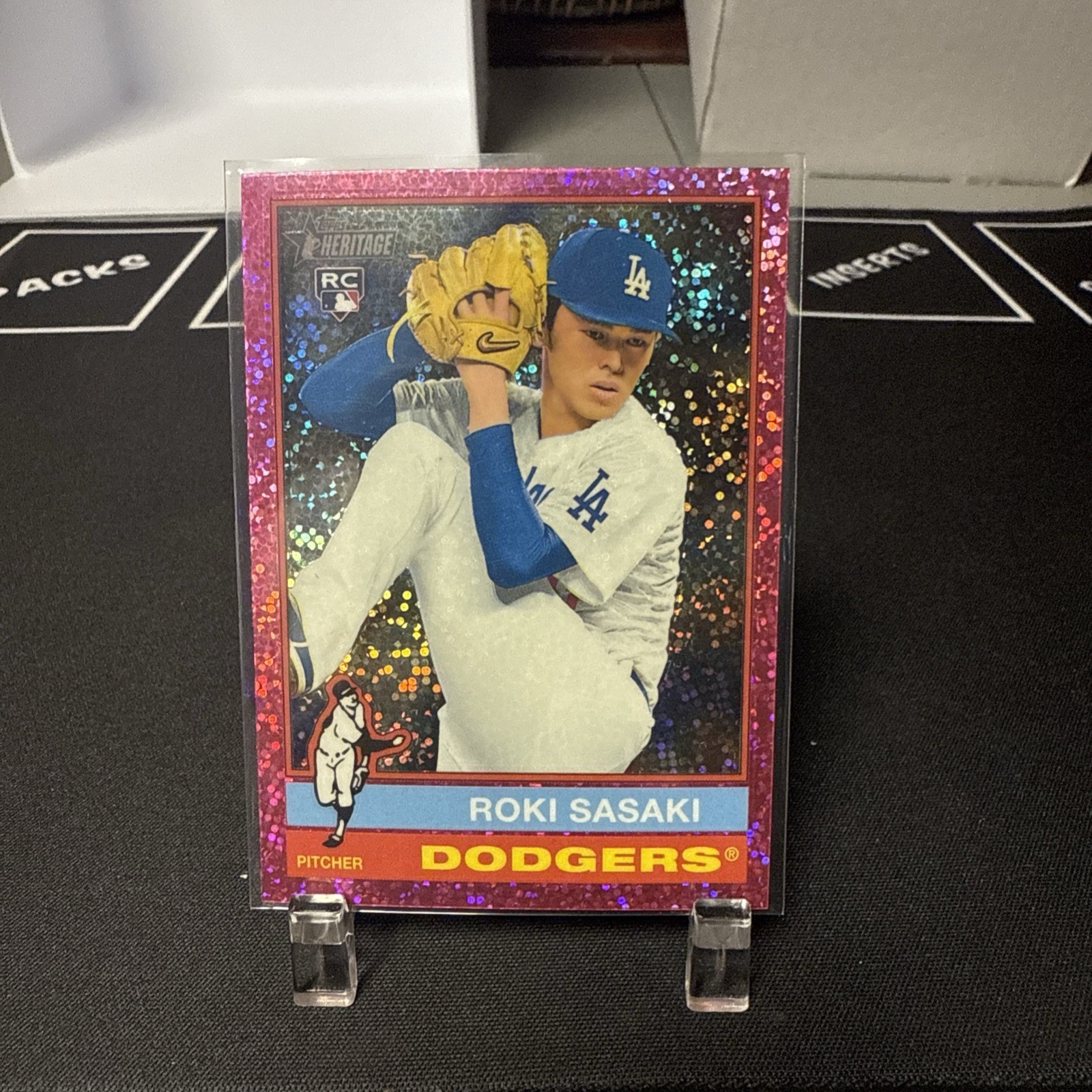2025 Topps Heritage: Roki Sasaki Pink Sparkle Chrome SP (RC) 224 - LA Dodgers