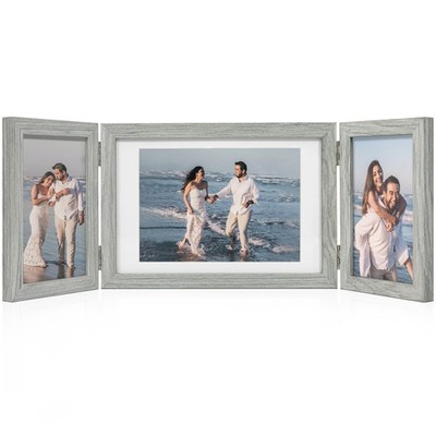 Afuly Bilderrahmen Collage Holz Grau 3 Bilder für 13x18 und 10x15 Fotos Meh