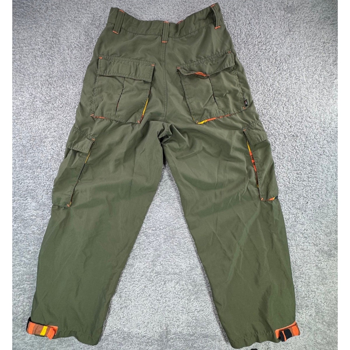Macgear Mens 29x32 Green Camo Wide Leg Cargo Pants Zip Flare Y2K