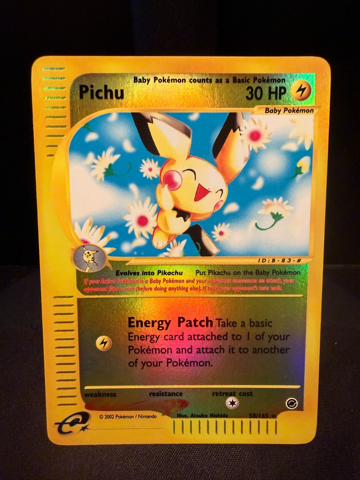 Pokémon Pichu 022/165 Expedition Base Set Reverse Holo Rare Card 2002 (NM)