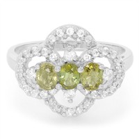 Cavill Ring 1,42Ct Kupfer-Turmalin Oval Grun Zirkon 925 Sterlingsilber