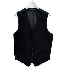 Perry Ellis Men's Black Formal 5 button Tuxedo Suit Vest, 5 Button, Black, Sz Lg