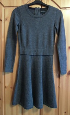 Cynthia Rowley, Gr. S, graues weiches langarm Kleid, 100% Merino Wolle