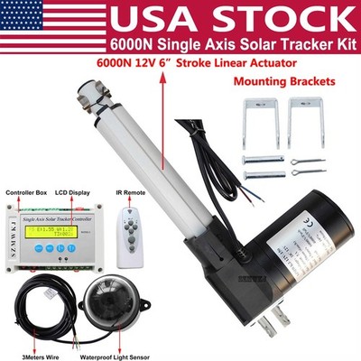 Single Axis Solar Track System Tracker Kit &6'' 6000N Linear Actuator &Controller