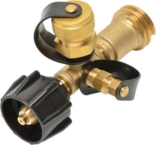 Stanbroil Propane Gas Brass Tee Adapter with 4 Port for RV or Motorhome, Gold 