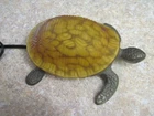 Vintage Tiffany-Style Bronze Color "Sea Turtle" Lamp / Night Light ~ Amber Shell