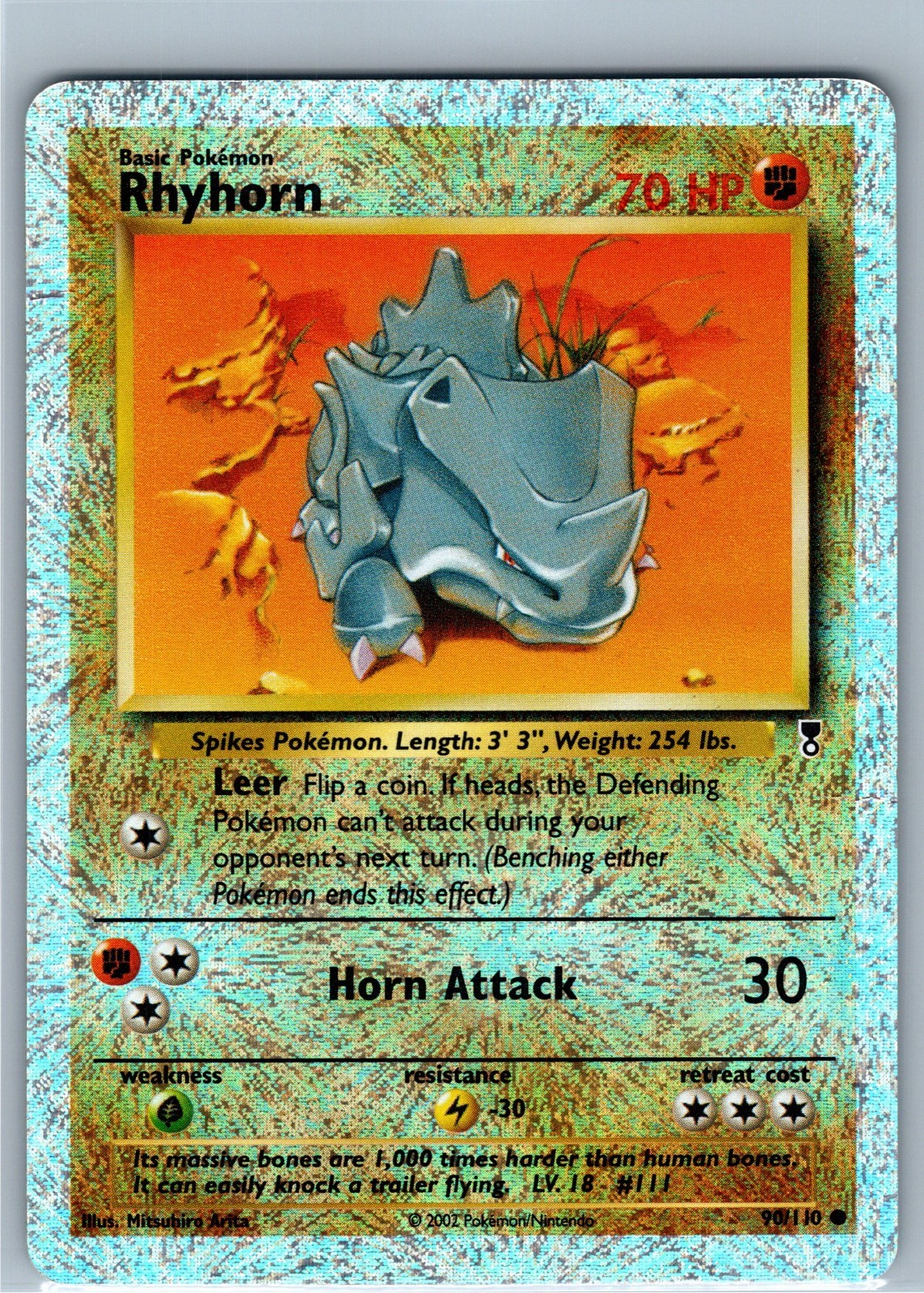 Pokemon Card - Rhyhorn 90/110 - Legendary Collection - Reverse Holo
