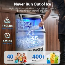 Commercial Ice Maker 130 Lbs 40 Cubes Per Cycle 5500 Cubes Per Day Home Bar