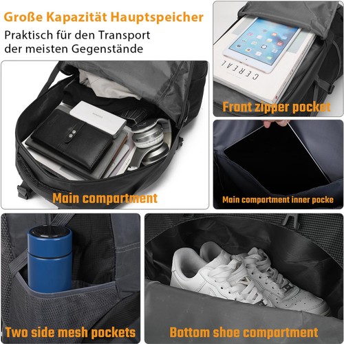 Rucksack Wasserdicht Herren Damen Outdoor Trekking Wanderrucksack 60L - Bild 4 von 14