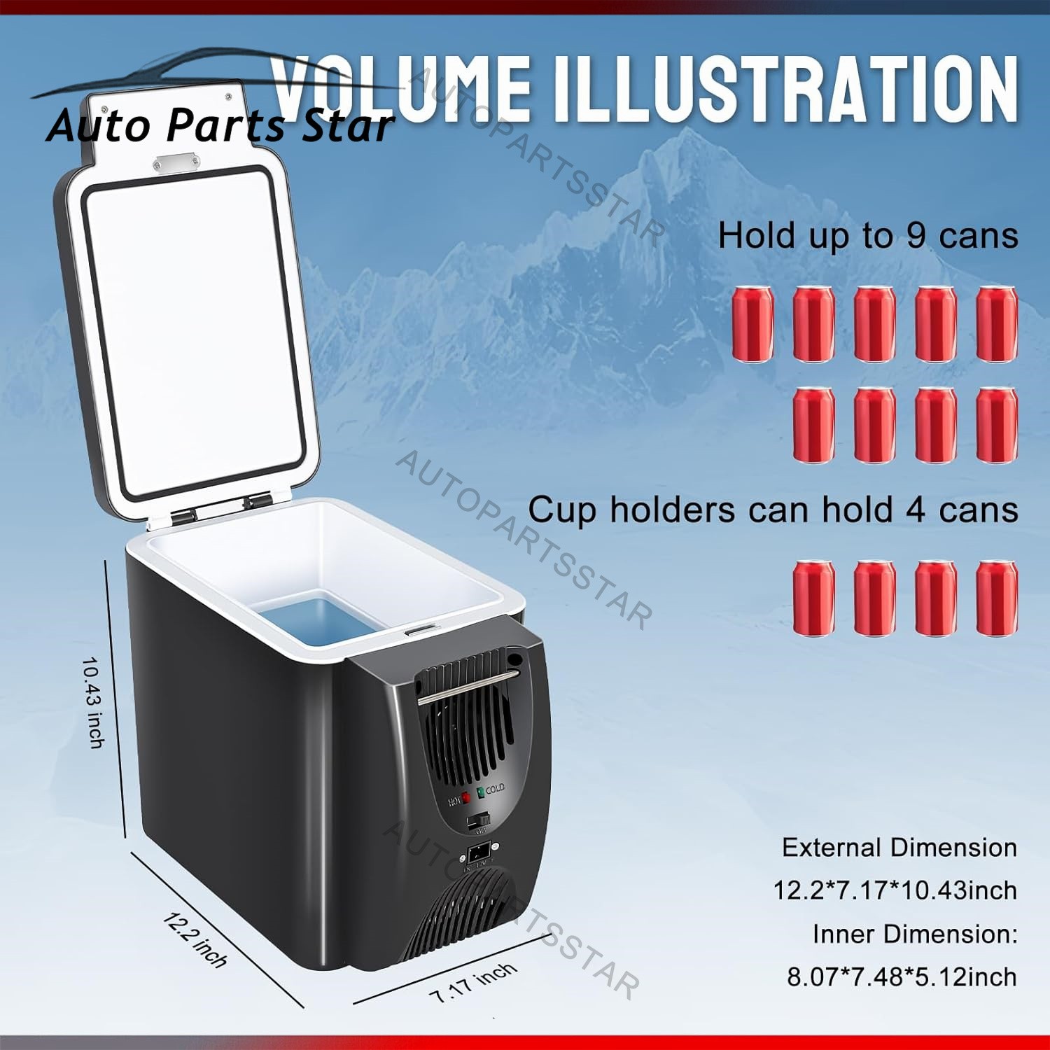 Portable Electric Cooler Warmer Small Fridge 6 Liter w/ 12V DC 6 Quart
