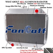 3 Row Aluminum Radiator For 1966-1979 Ford F100 F150 F250 F350 6.6L V8 Gas
