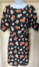 ASOS NWT Navy Orange Floral Print Dress Bodycon / Large / Size 12 / MSRP $60
