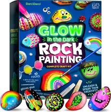 Kids Rock Painting Kit - Glow in the Dark - Arts & Crafts Easter Gifts for Boys