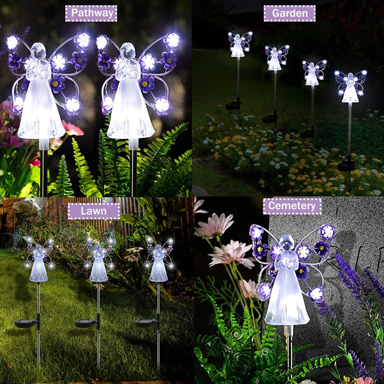 Solar Garden Lights, LED Angel Solar Landscape Decorative Lights, Outdoor Wat...