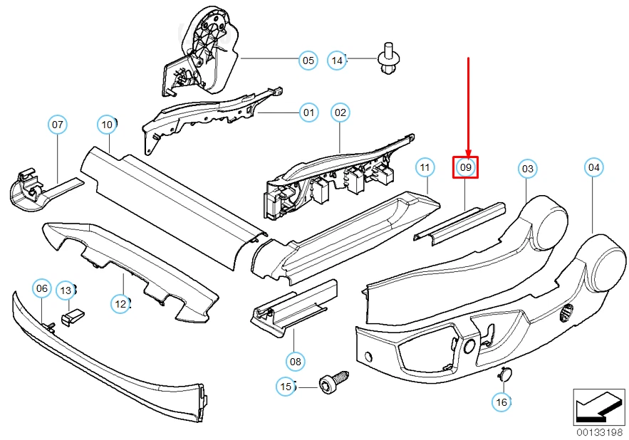 NEW BMW 5 E60 FRONT SEAT REAR RIGHT OUTER TRACK COVER 52107007706 - Image 4 of 4