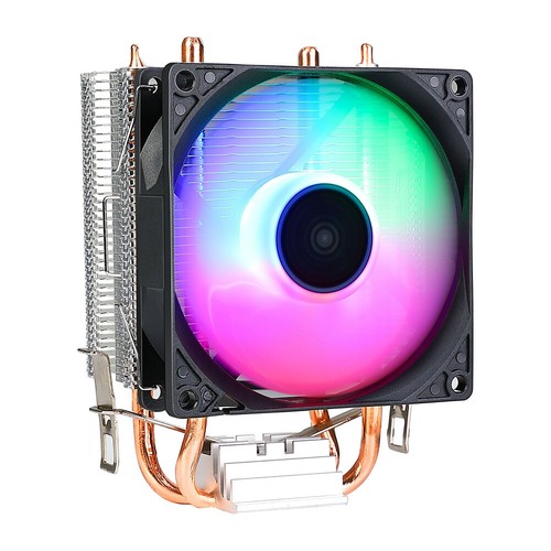 RGB Tower Radiator 2 Heat Pipe 9cm Cooler Fan Computer Accessories for INTEL AMD - Afbeelding 10 van 12