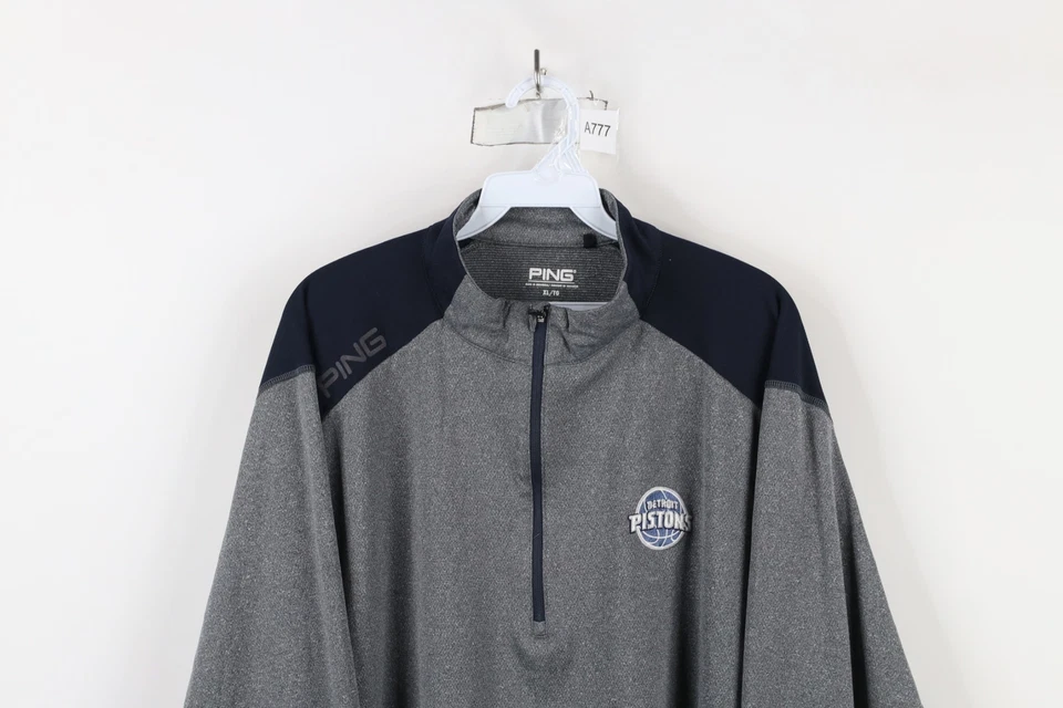 Ping Golf Mens XL Detroit Pistons Basketball Half Zip Pullover Golf Jacket Top - Image 2 of 4