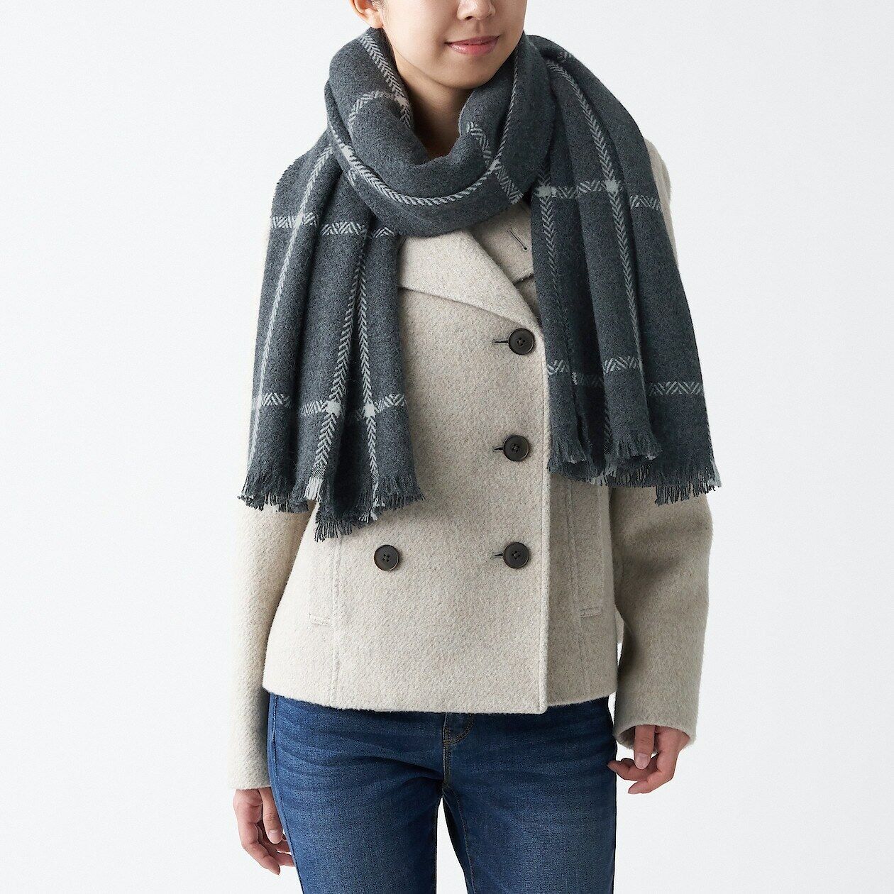 MUJI Wool pattern woven large-format stole 60 x 180 cm From japan | eBay