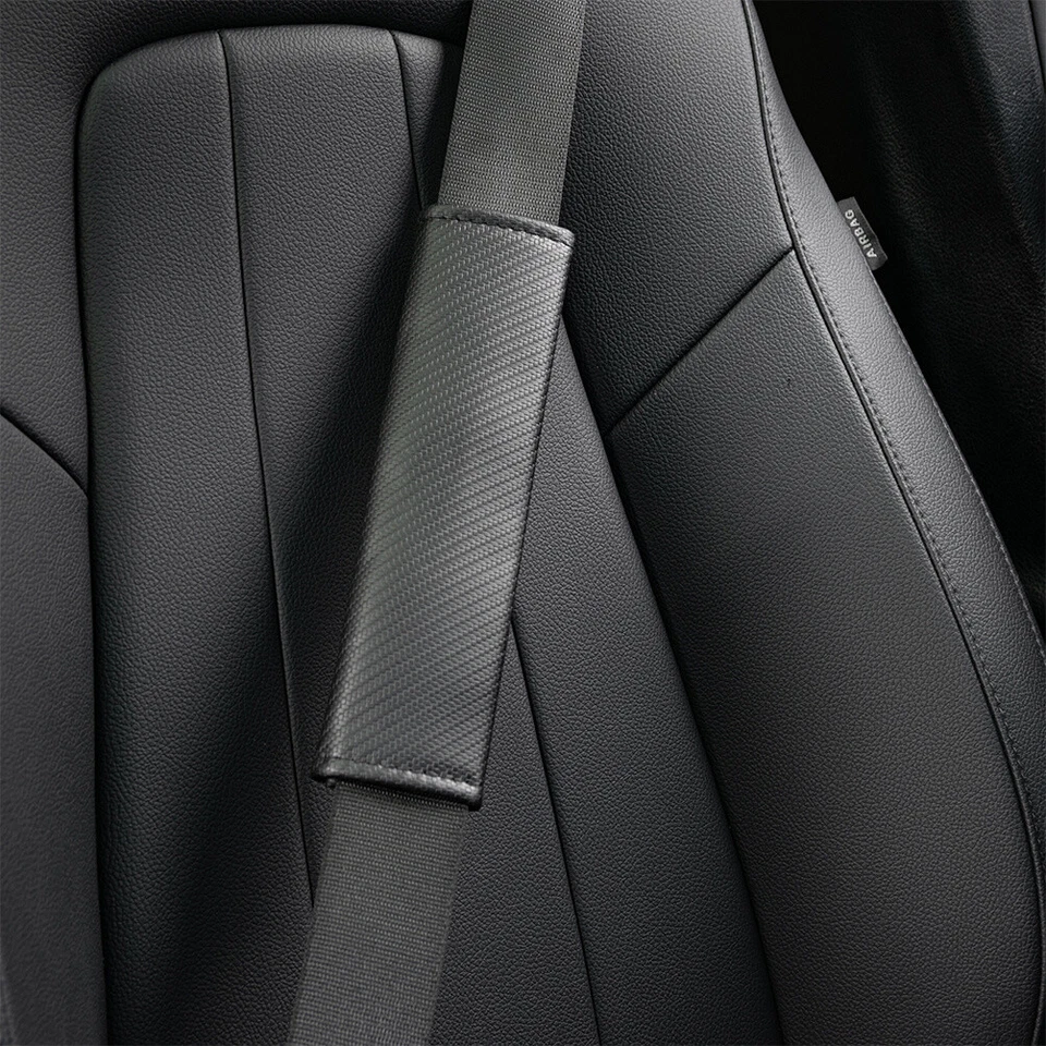 2 Universal Black Carbon Car Seat Belt Pad Shoulder Cover Cushion Accessories 🔥 - Image 3 of 4