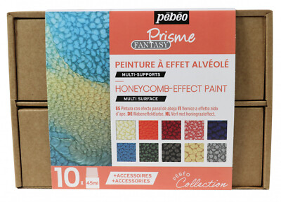 Pebeo Fantasy Prisma Sammlung Set Waben Effekt Handwerk Farbe 10x45ml 758431