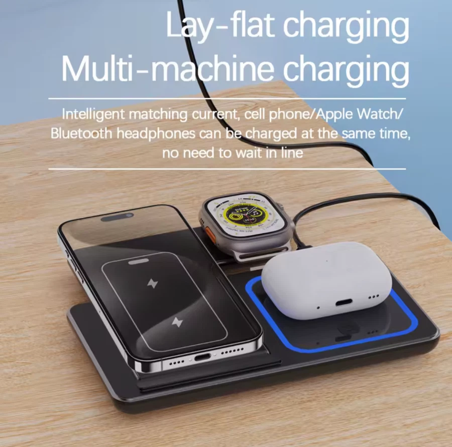 30W 3-in-1 Fast Wireless Charging Station for iPhone Apple Watch and AirPods - Image 2 of 4