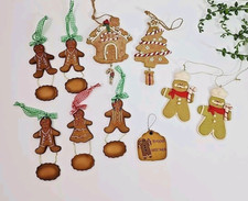 Gingerbread Man House Baker Christmas Tree Ornaments Resin 10 Pc Vintage