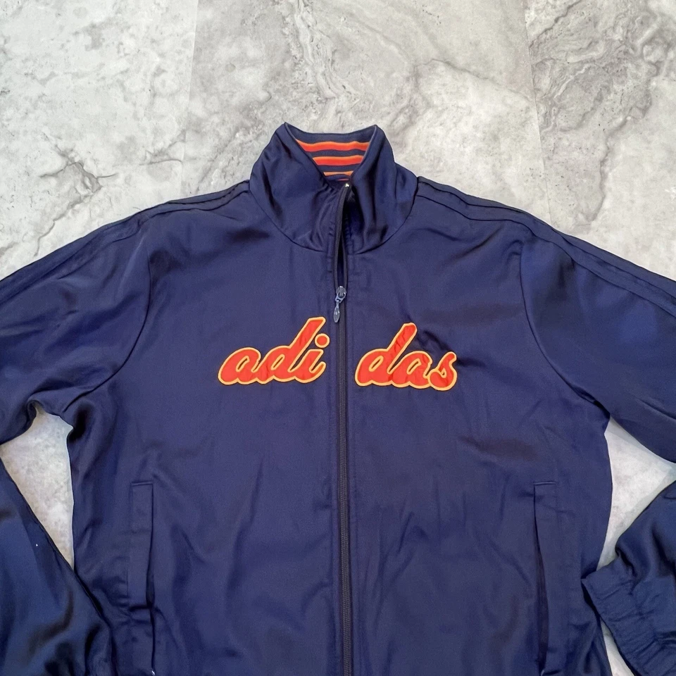 Chaqueta deportiva ADIDAS azul marino para mujer talla grande L retro Spellout Foto 2 de 4