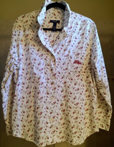 CHAPS RALPH LAUREN SLEEPWEAR PAJAMA TOP FLORAL PINK SIZE LARGE COTTON FLANNEL - Picture 1 of 7