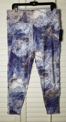 NWT Tahari Sport Leggings XL Multi Print Side Pockets Activewear MINT - Afbeelding 2 van 11